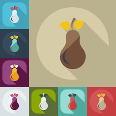 Flat modern design with shadow icons pear