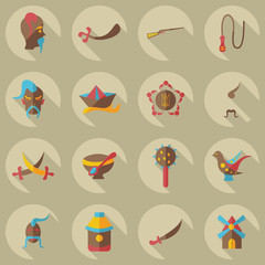 Flat concept set modern design with shadow Cossack