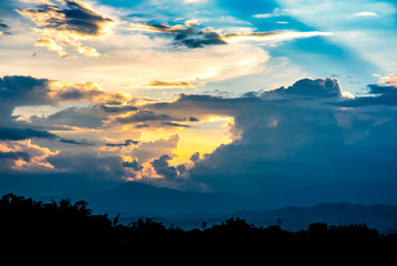 cloud and sky with sun beam light , amazing cloud photo of count