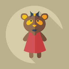 Flat modern design with shadow icons panda girl