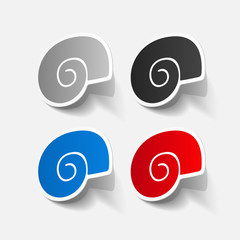 Realistic paper sticker: shell