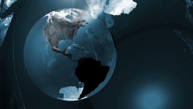 Global 0401: Two transparent planet Earths rotating (Loop).