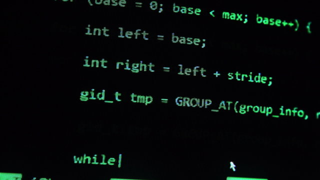 TV display macro program source code in green