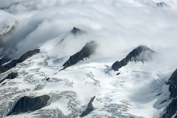 Snowy Mountain Ridges in the Clouds, Kluane National Park, Yukon Territory, Canada
