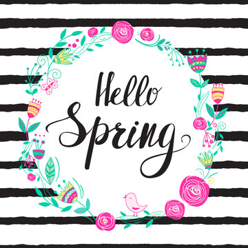 Spring poster with hand lettering