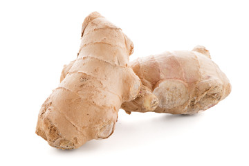 Ginger root on white