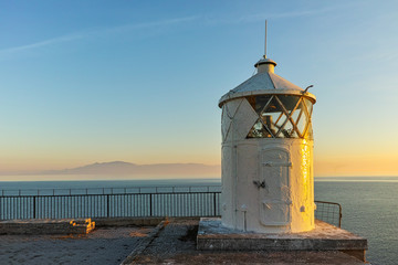 Amazing Sunset over Lighthouse in Kavala, East Macedonia and Thrace, Greece