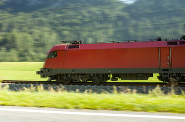 Fototapeta na wymiar Train in the mountains