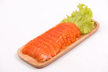 Sashimi salmon sliced