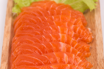 Sliced raw fatty salmon