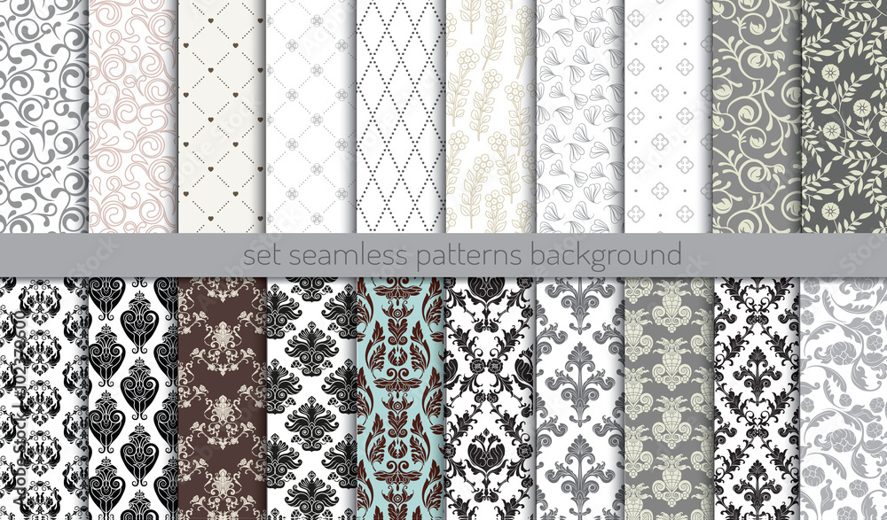 Wall mural vector damask seamless pattern background.pattern swatches included for illustrator user, pattern sw