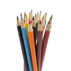 Color pencils isolated on white background close up