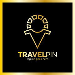 Travel Sun Men Place - Sunny Pin. Luxury, royal gold metal