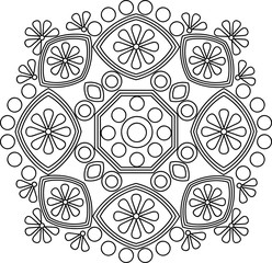 Circular vector ornament. Round pattern mandala.