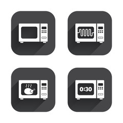 Microwave oven icons. Cook in electric stove.