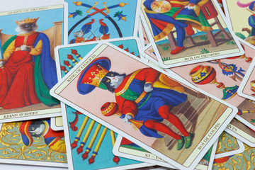 Tarot card on white background.