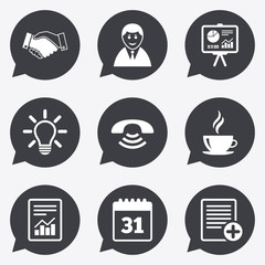 Office, documents and business icons.