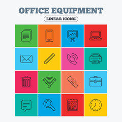 Office equipment icons. Computer and printer.