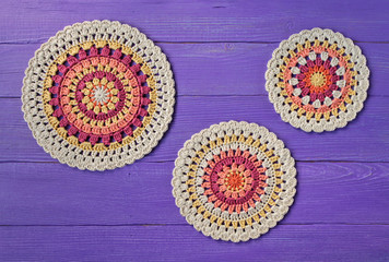 three crochet pattern coasters