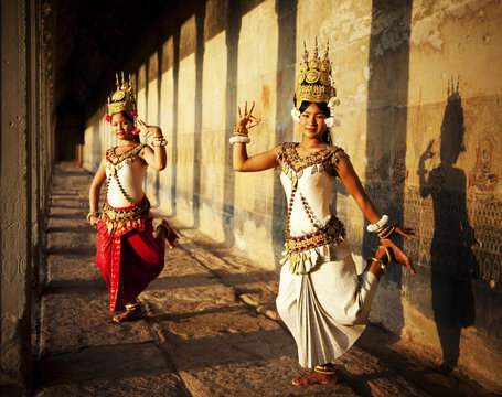 Aspara Dancer Angkor Wat Sepia Toned Traditional Concept