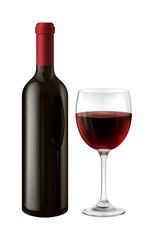 Bottle and glass of red wine
