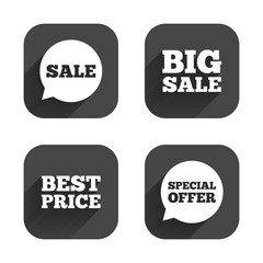 Sale icons. Special offer speech bubbles symbols