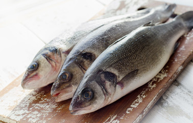 seabass on a wooden board