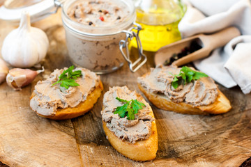 pate in a jar and sandwiches