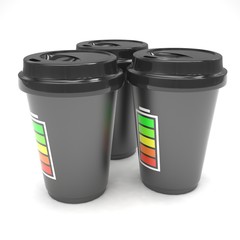 Three paper coffee cups
