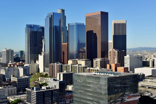 Downtown Los Angeles cityscape on a sunny day