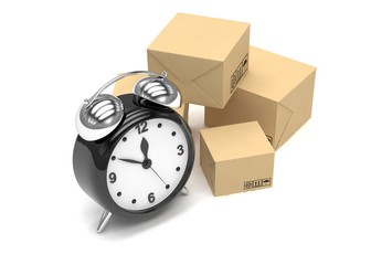 Package and alarm clock, delivery concept