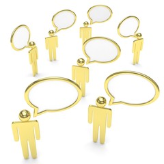 people with talk bubbles isolated over a white background