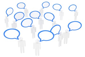 people with talk bubbles isolated over a white background
