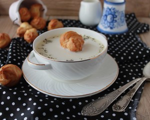 cheese soup with profiteroles