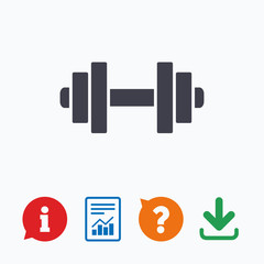 Obraz na płótnie Canvas Dumbbell sign icon. Fitness symbol.