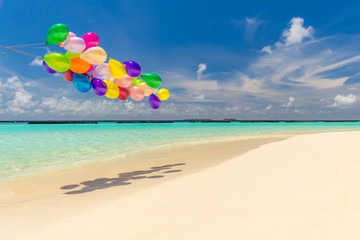 Colorful balloons flying in the wind