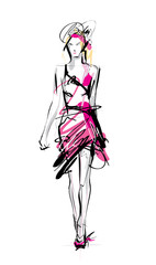 Fashion model. Sketch.
