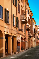 Fototapeta na wymiar kinds of portico in downtown Bologna. Emilia-Romagna, Italy.