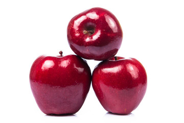 Fresh red apples on white background