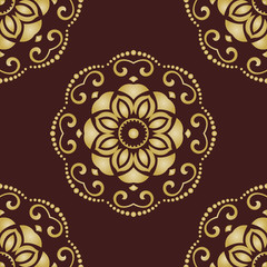 Floral ornament. Seamless abstract background with fine golden pattern