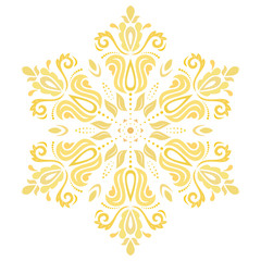 Oriental pattern with arabesques and floral golden elements. Traditional classic ornament