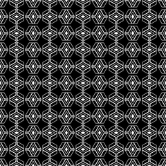 Seamless black and white decorative vector background with abstract geometric pattern. Print. Repeating background. Cloth design, wallpaper.