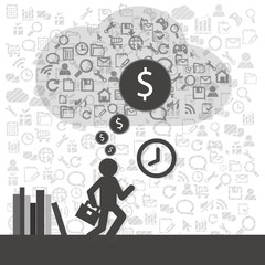 Saving money concept on technology icon background