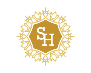 SH initial royal letter logo