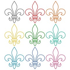 Fleur de lis symbol icons set 