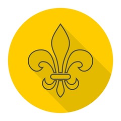 Fleur de lis symbol icon with long shadow
