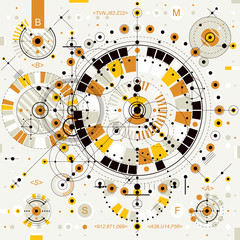 Technical drawing with dashed lines and geometric shapes, vector