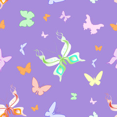 Obraz na płótnie Canvas Beautiful seamless pattern of different butterflies
