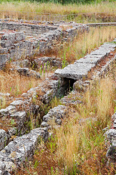 Detail of the roman sewer system near the Insulae zone of Conimbriga. Conimbriga, in Portugal, is one of the best preserved Roman cities on the west of the empire.