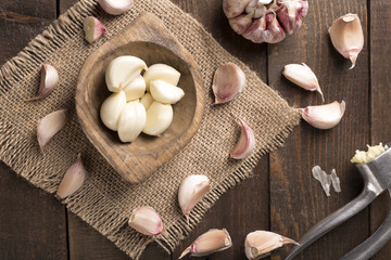 Garlic and garlic press